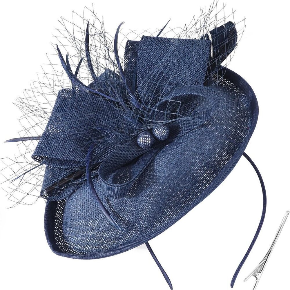 Women Fascinator Hat Mesh Feathers Flower Clip Headband Tea Party Accessory